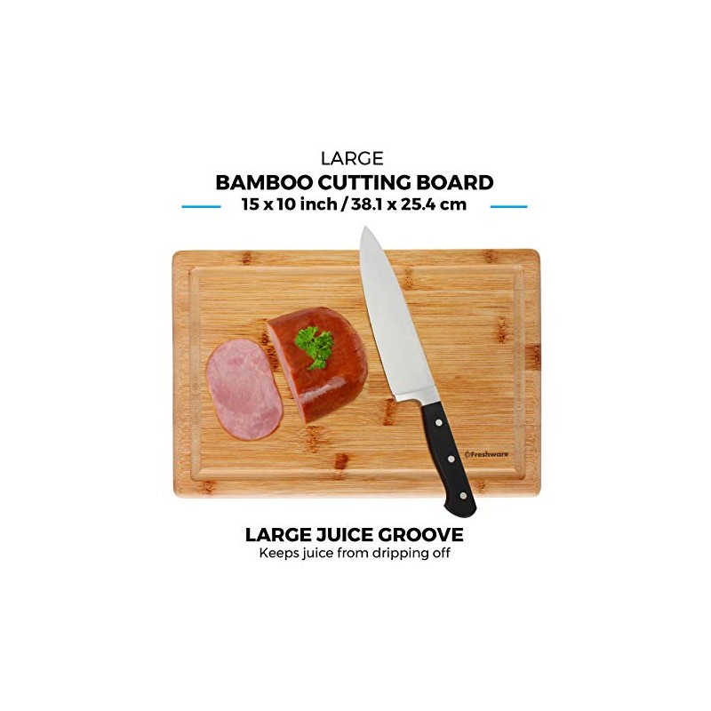 Freshware Freshware Bamboo Cutting Boards for Kitchen with Juice Groove