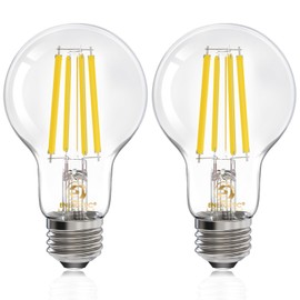 Energetic Dimmable A19 LED Edison Light Bulb, 12W Equivalent 100W, 1600LM High Brightness, 5000K Daylight, Clear Antique LED Filament Bulb for Home, Bathroom, E26 Standard Base, 2-Pack