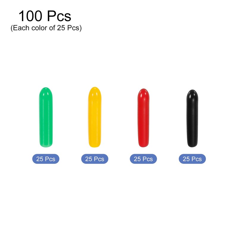 sourcing map Pack of 100 Rubber End Caps 2 mm