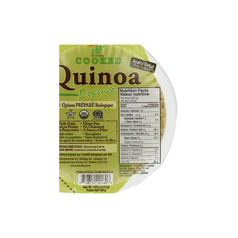 Minsley Organic Quinoa, 4.2 Oz, Cooked and Ready to Eat,
