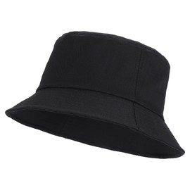 Umeepar 100% Cotton Fishing Hat, Sun Hat, Summer Hat for Men and Women - Bucket. Plain black