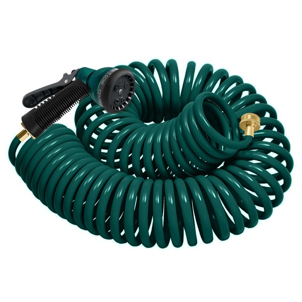 YESTAR Coil Hose 25/50/75FT EVA Coil Garden Hose With 3/4''