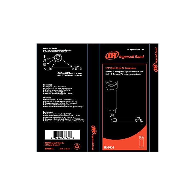 Ingersoll-Rand 38460655 Ingersoll Rand 1/4" Tank Drain Kit