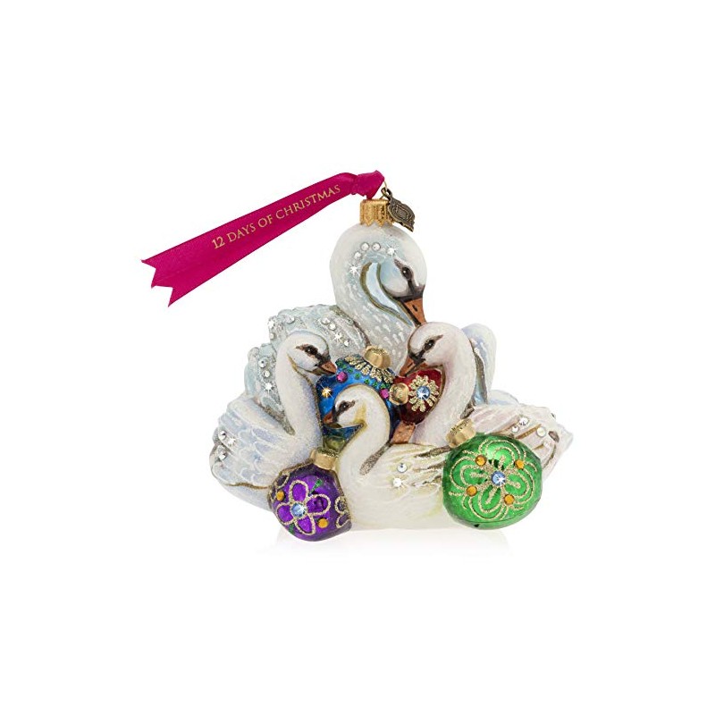 Jay Strongwater Seven Swans of Swimming Glass Ornament