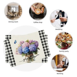 Farmhouse Hydrangea - Juego de 6 manteles individuales con diseño de flores de sol de campo, manteles individuales lavables para cocina, comedor, 18 x 12 pulgadas de ancho