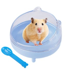 HAICHEN TEC Hamster Bathroom - Large Transparent Hamster Sand Bath Container with Scoop Kit Sandbox Toilet for Dwarf Hamster, Syrian Hamster Small Animal Cage Accessories (Blue)