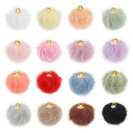 sourcing map Pom Pom Charm, 96Pcs 15mm - Faux Fur Fluffy Pom Poms Pendants Balls, Pom Poms for DIY Crafts Jewelry Making Keychain Accessory (16 Colors)