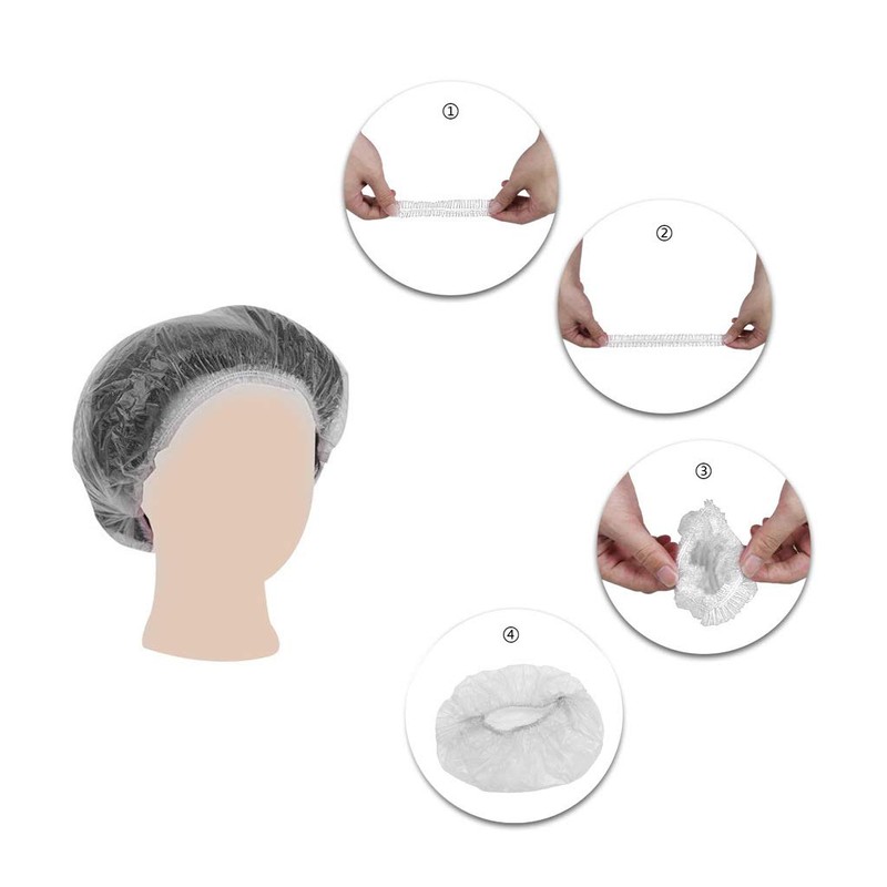 Disposable Shower Cap 100 Pcs Thickening Waterproof Clear Shower Caps
