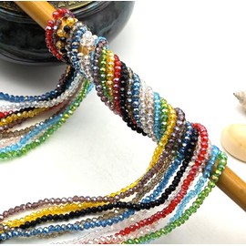 2mm Glass Beads Faceted Glass Bead Colorful Crystal Loose Beads for Jewelry Making DIY（1500）