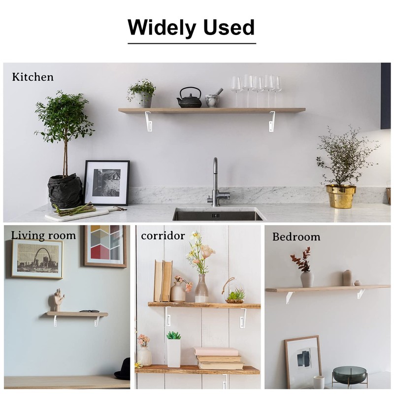 SPOROOT Floating Shelf Bracket, White, Shelf Angle Bracket, Metal Shelf