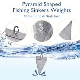 Pyramid Sinkers Fishing Weights Fishing Sinker, Saltwater Fishing Weights Sinkers for Saltwater Surf Fishing Gear Tackle 1oz 2oz 3oz