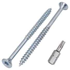 SKIR'CO (50 pcs) Zinc Plated Steel Wood Screws 4.0 x 70 mm, Torx Countersunk Head Screws, Chipboard Screws, Partially Threaded