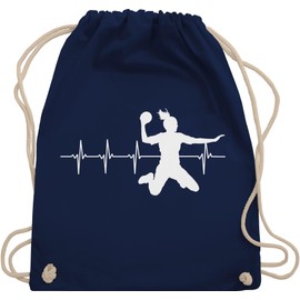 Shirtracer - Handball EM 2022 jersey replacement - handball heartbeat for women - gym bag and fabric bag made of cotton, 2 Navy Blue, Einheitsgröße