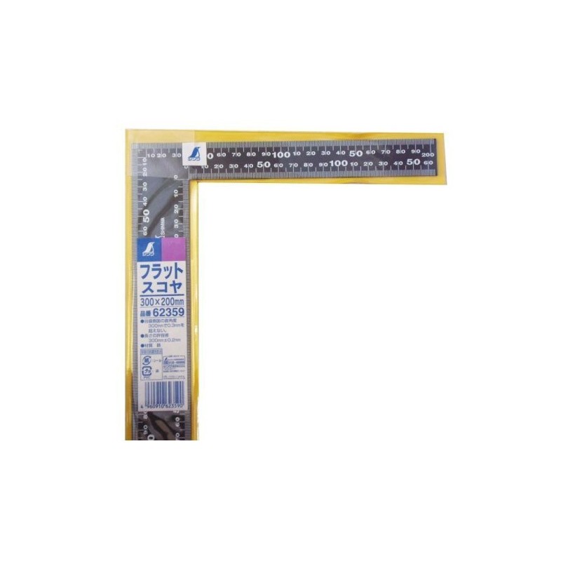シンワ測定(Shinwa Sokutei) フラットスコヤ 黒色 白目盛 200mm×300mm 62359