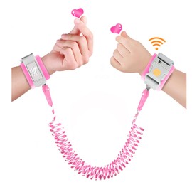WSZCML Anti Lost Wrist Link,Toddler Harness Walking Leash with Induction Lock,Reflective Child Wrist Leashes for Baby,6.56ft Kids Leash for Supermarket Mall Airport Amusement Park Zoo Travel（Pink）