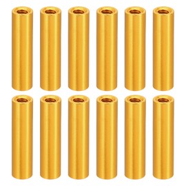 PATIKIL M3 Aluminium Spacer, Pack of 12 Metal Standoffs Sleeve Nut 3 mm ID x 5 mm OD x 20 mm L Thread Spacer Screw Spacer Round for RC Car Drones Motherboard, Golden