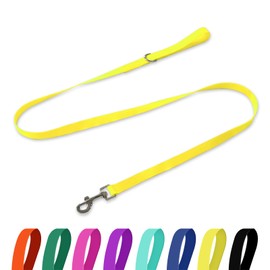 Kidding Pets Waterproof Dog Leash, 5/6 FT Durable Odor-Proof Dog Leashes with Strong Metal Hooks Fits Small Medium or Large Dogs (Yellow, 6FT - 1 inch Width)