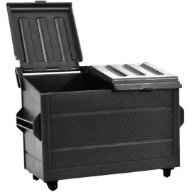 Figures Toy Company Black Dumpster & 3 Gray Trash Cans With Lid & Wheels for WWE Wrestling Figures