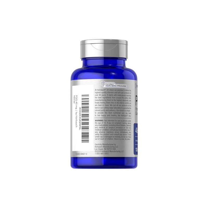 Horbäach PQQ 40 mg 120 Cápsulas - Vitalidad - Memoria