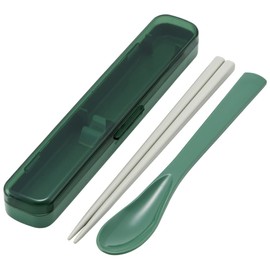 Skater CAC1AAG-A Chopsticks 7.1 inches (18 cm), Spoon and Chopsticks Case, Slim Combination Set, Antibacterial, Sage Green, For Adults