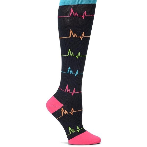Nurse Mates Women's Compression Trouser Socks, Ekg Print, XX