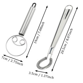 SYEYCW 3 Pcs Stainless Steel Dough Whisk Set, 2 Pcs Spring Coil Wire Egg Beater, 1 Pcs Danish Dough Mixer, Manual Mini Whisks, Hand Mixer Kitchen Tool, for Coffee Sauce Milk Mixing, Dough Bread