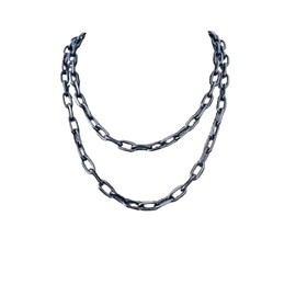 Black Paperclip Necklace Gunmetal Paper Clip Linked Thick Chain Trendy Double Layer