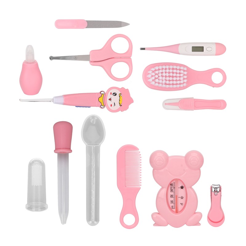 Baby Healthcare Kit Scissors Nail Clippers Tweezers Feeding Spoon Thermometer