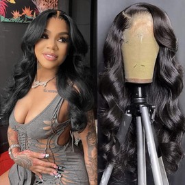 13X6 Body Wave Lace Frontal Wig Human Hair 18 Inch HD Lace Front Wigs for Black Women Gluesless Frontal Wigs Transparent Lace Human Hair Body Wave 150 Density Pre Plucked Hairline