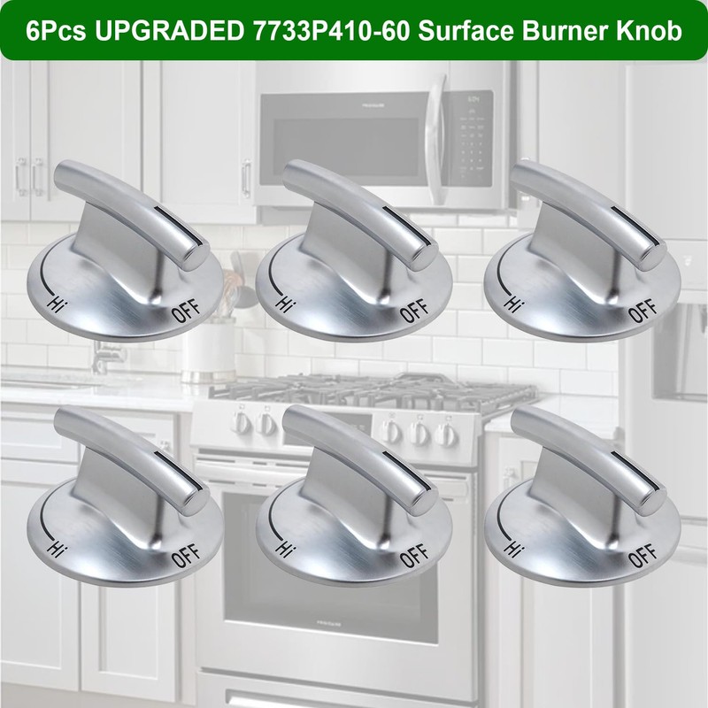 WUVYFWN 6Pcs Upgraded 7733P410-60 Surface Burner Knob,Gas Stove knobs Replacement