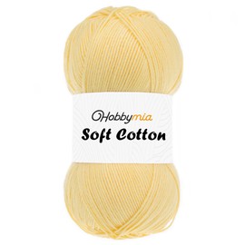 HobbyMia Soft Cotton Yarn for Crocheting - 100gr / 361yds - 55% Cotton / 45% Acrylic - (2) Sport Fine Weight (Yellow - Pineapple, 1 Skein)