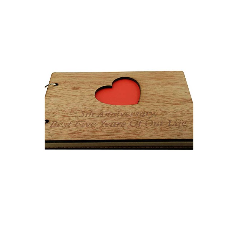 Wood Anniversary Scrapbook Gift Idea Engraved With 'Fifth Anniversary, Best