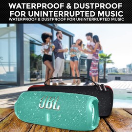 JBL Charge 5 Portable Waterproof Wireless Bluetooth Speaker Bundle with Boomph Portable Hard Carrying Protective Case - Teal