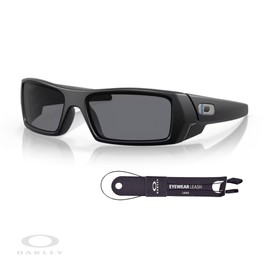 Oakley Gascan OO9014 901411 Matte Black- Blue Stripe/Grey Sunglasses + BUNDLE Accessory Leash + BUNDLE with Designer iWear Eyewear Kit