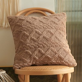 YunJeude Cushion Cover 17.7 x 17.7 inches (45 x 45 cm), Scandinavian 2 Piece Set Faux Fur Fluffy 3D Geometric Pattern, Stylish, Cute, Soft, Modern, Elegant, Zipper, Home Decoration, Car Decoration,