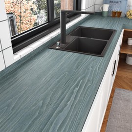 Wallderful Light Blue Wood Grain Contact Paper Peel and Stick Wallpaper Wood Countertop Wrapping Paper Self Adhesive Stick on Wallpaper Blue Waterproof Textured Contact Paper for Kitchen Cabinet Liner