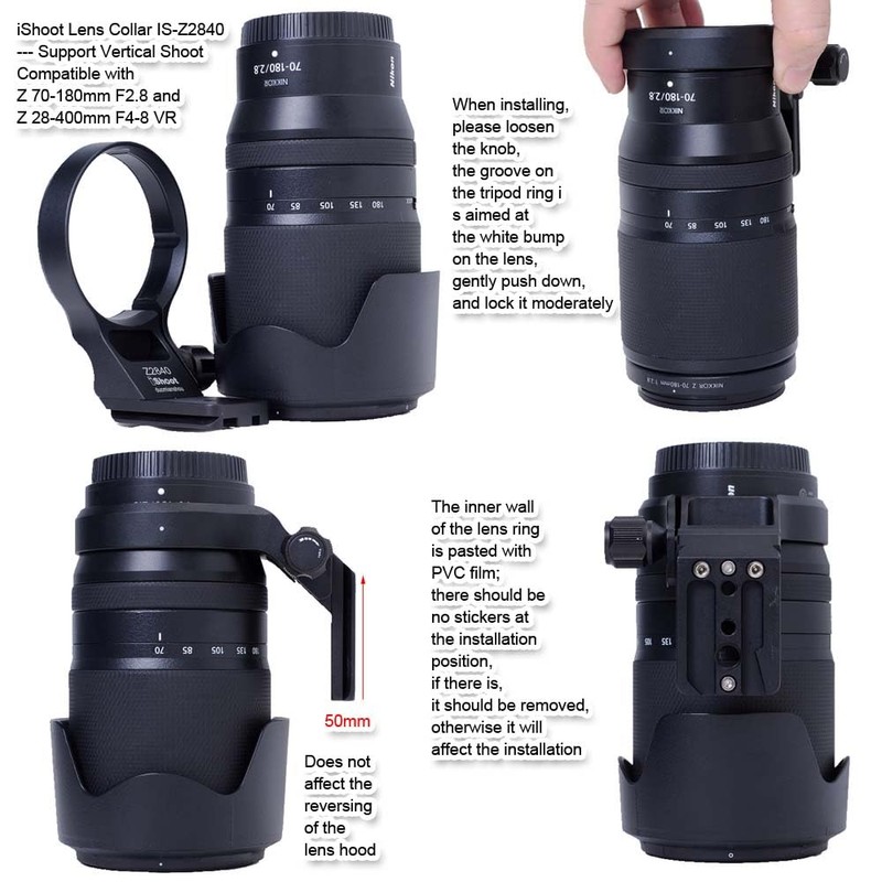 iShoot Tripod Mount Ring Lens Collar Compatible with Nikon Nikkor