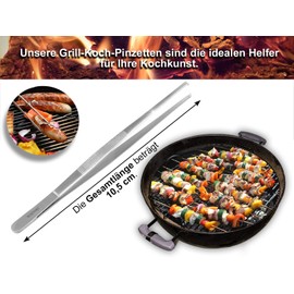 InstrumenteNrw Exclusive Barbecue Tweezers, Kitchen Tweezers, Cooking Tweezers with V 1:2 Teeth Made of Hardened Stainless Steel, 10,5 cm