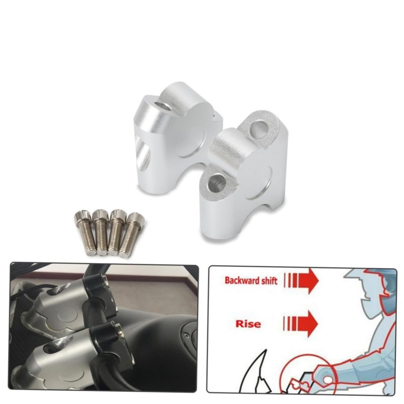 Mikinona 1 Pair 2 Anodized Motorcycle Handlebar Riser Clamp for