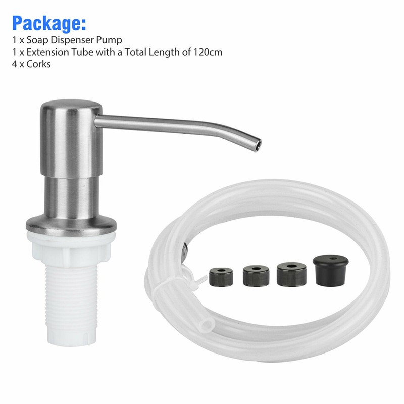 Sink Soap Dispenser Kit with Silicone Tube Stainless Steel Electroplating