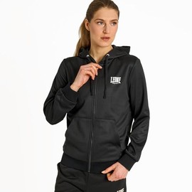 LEONE 1947 ABX146 Felpa con Cappuccio Zip Logo Poly French Terry Nero S