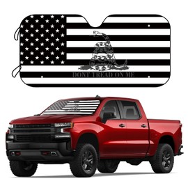 WILDLAVIE American Black and White Flag Dont Tread On Me - Car Windshield Sunshade Foldable Sun Shade Blocks UV Rays Keep Your Vehicle Cool Fit Most Cars SUV Trucks - 57 x 27 Inch