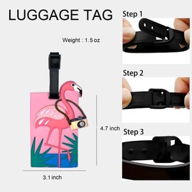 ANINIUCN Luggage Tag Cute Funny Silicone ID Luggage Tags for Suitcases Bag Travel Accessories Perfect for Teens Adults (Flamingo-Pink)