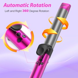 Rotating Curling Iron 1 1/4 Inch - Get Effortless Waves with Self Rotating Barrel, Auto Curler 1.25 Inch Hair Curler Hair Styling Irons Fast Heating Wand for Medium/Long Hair
