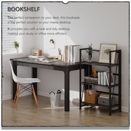 4NM No-Assembly 5 Tiers Folding Bookshelf Storage Shelves Vintage Bookcase Standing Racks Study Organizer Home Office (All White)