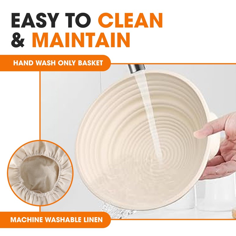 Cheer Collection Bread Proofing Basket Set- Sourdough Starter Kit with