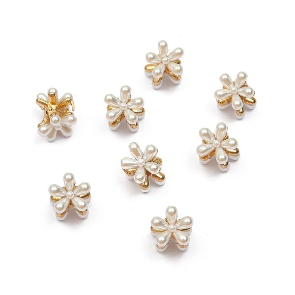 KIMUWHI 10PCS Fashion Mini Pearl Hair Claws for Women Small Flower Clips Set Hair Accessories Gold Crab Girls Headwear Wedding