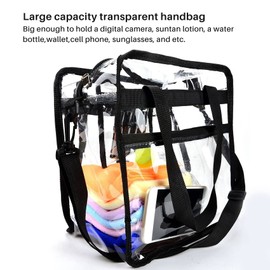 Micvtve Transparent Carry Bag, Adjustable Shoulder Strap and Zip Top, Stadium Safety and Gym Transparent Bag, Perfect for the, transparent