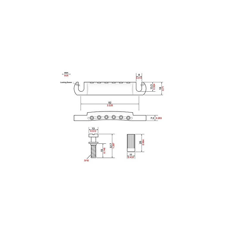 TonePros T1ZS BLACK Standard Tailpiece SAE Threads