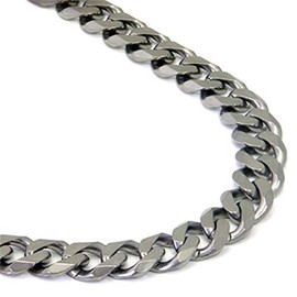 Italian Cut Titanium 10MM Curb Necklace Chain 20"
